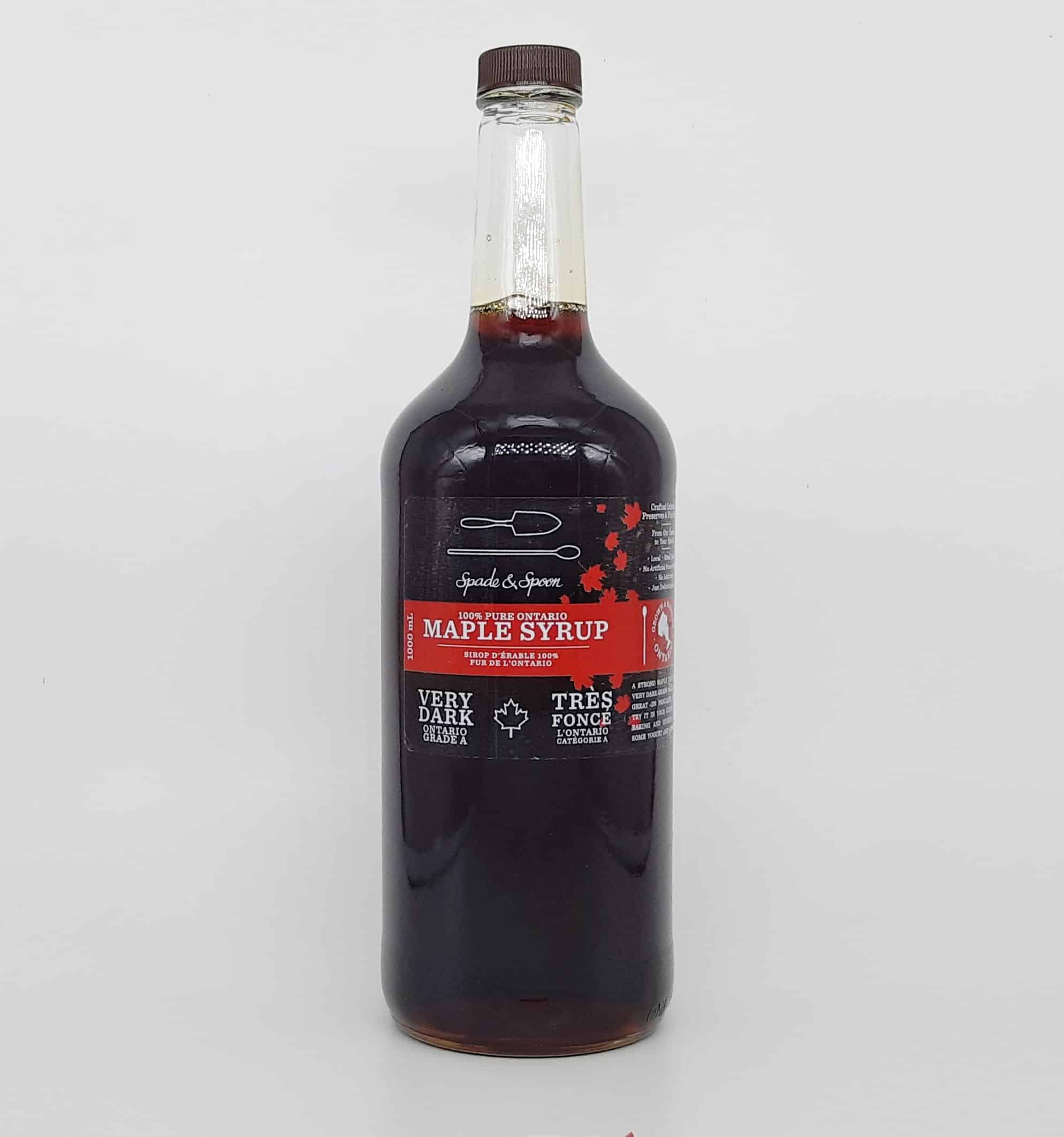A strong maple taste profile, very dark grade maple syrup is great on pancakes, try it in your coffee, baking and cooking recipes or over some yogart and granola. Very Dark Maple Syrup 1L