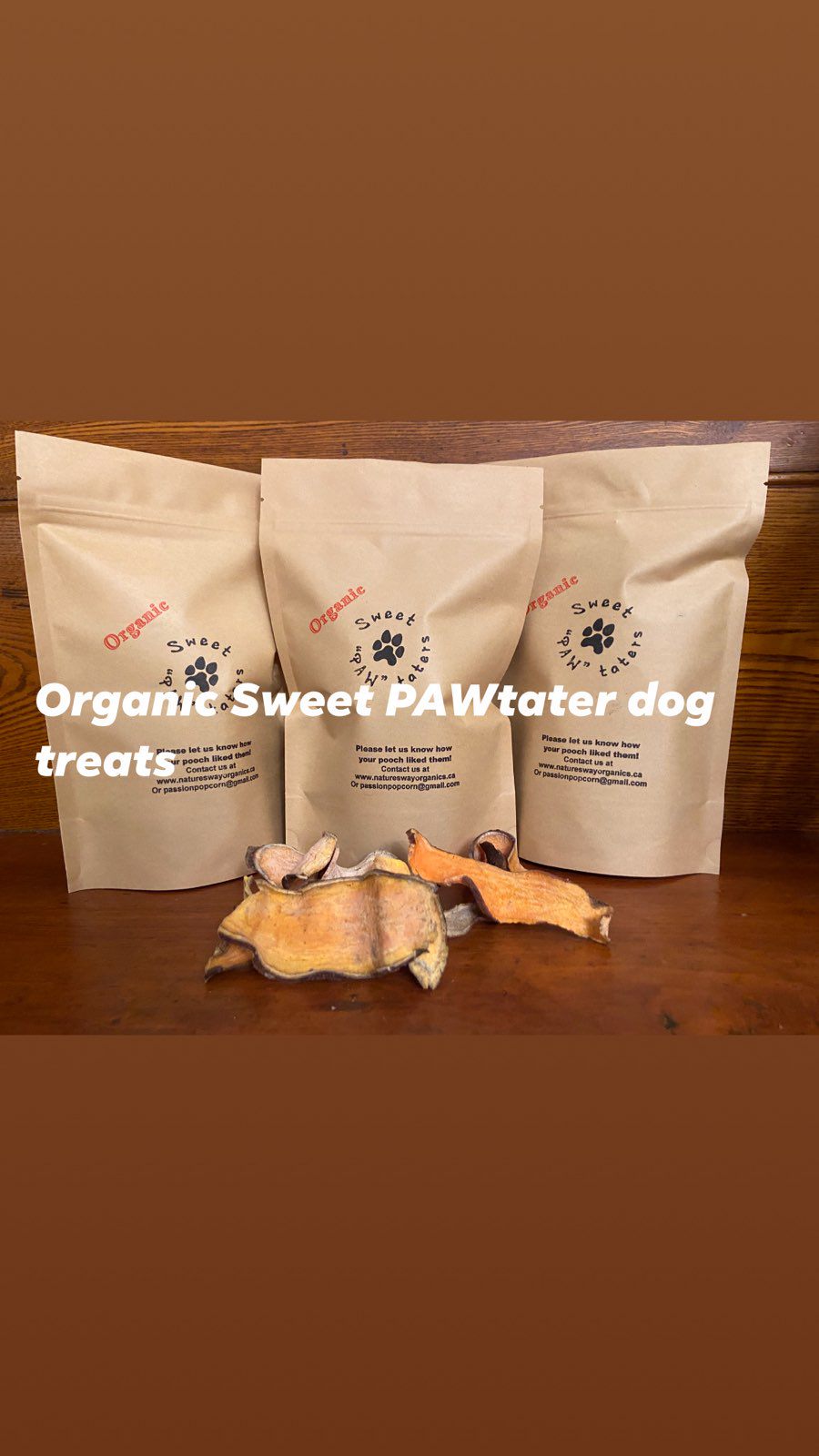 Made with love from our own organic sweet potatoes. Great for your dog's digestive health. F937793F Made with love from our own organic sweet potatoes. Great for your dog's digestive health.