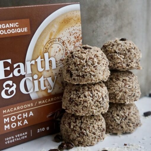 Mocha macaroon ingredients: coconut, agave, coconut butter, cacao powder, fair-trade coffee, sea salt (100% organic) package size: 210g