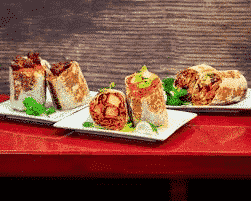 tandoori chicken, butter sauce, root veggies Butter Chicken Burrito