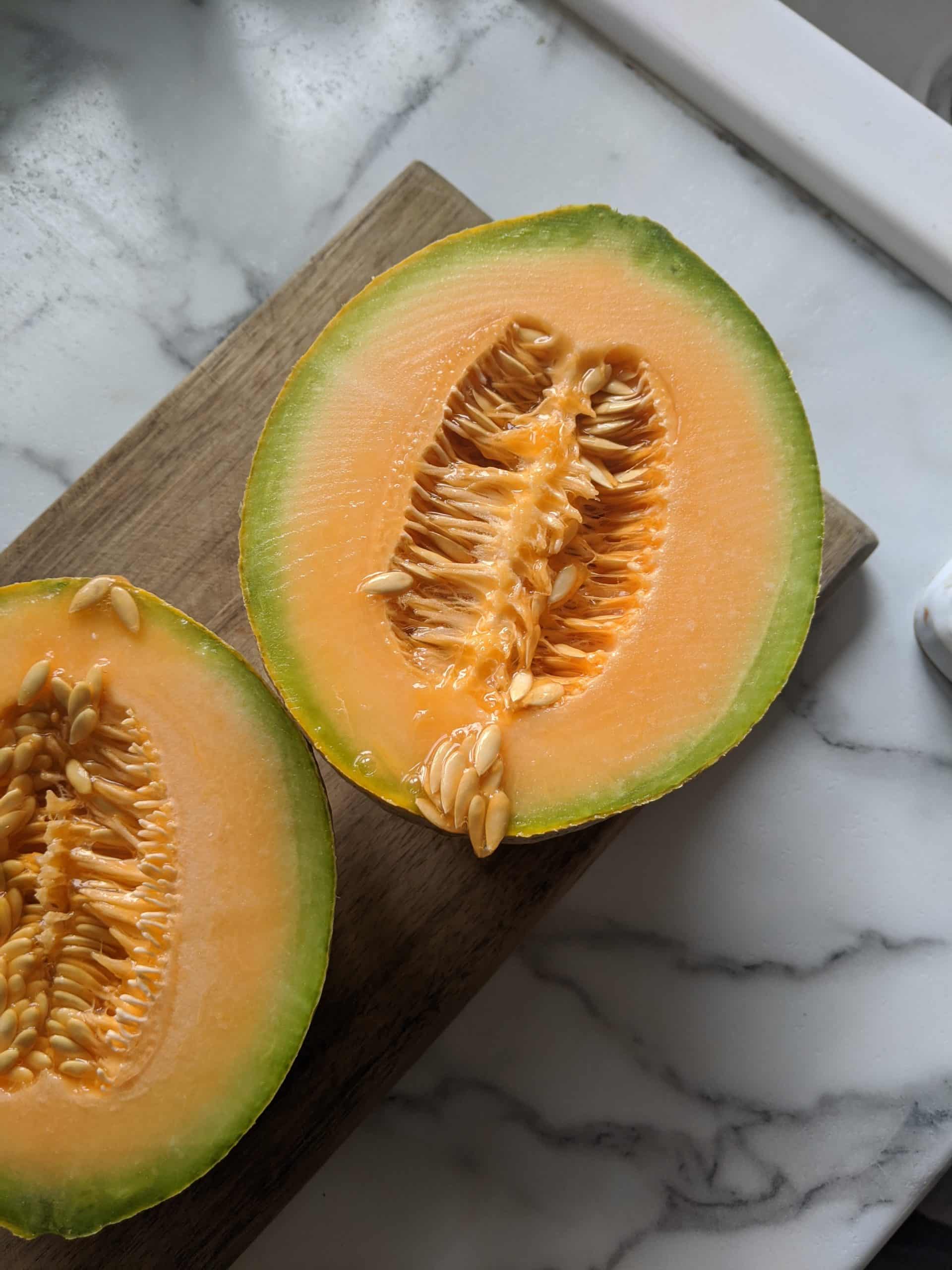 Cert. Organic, our own. Medium size and delicious! Cantaloupe