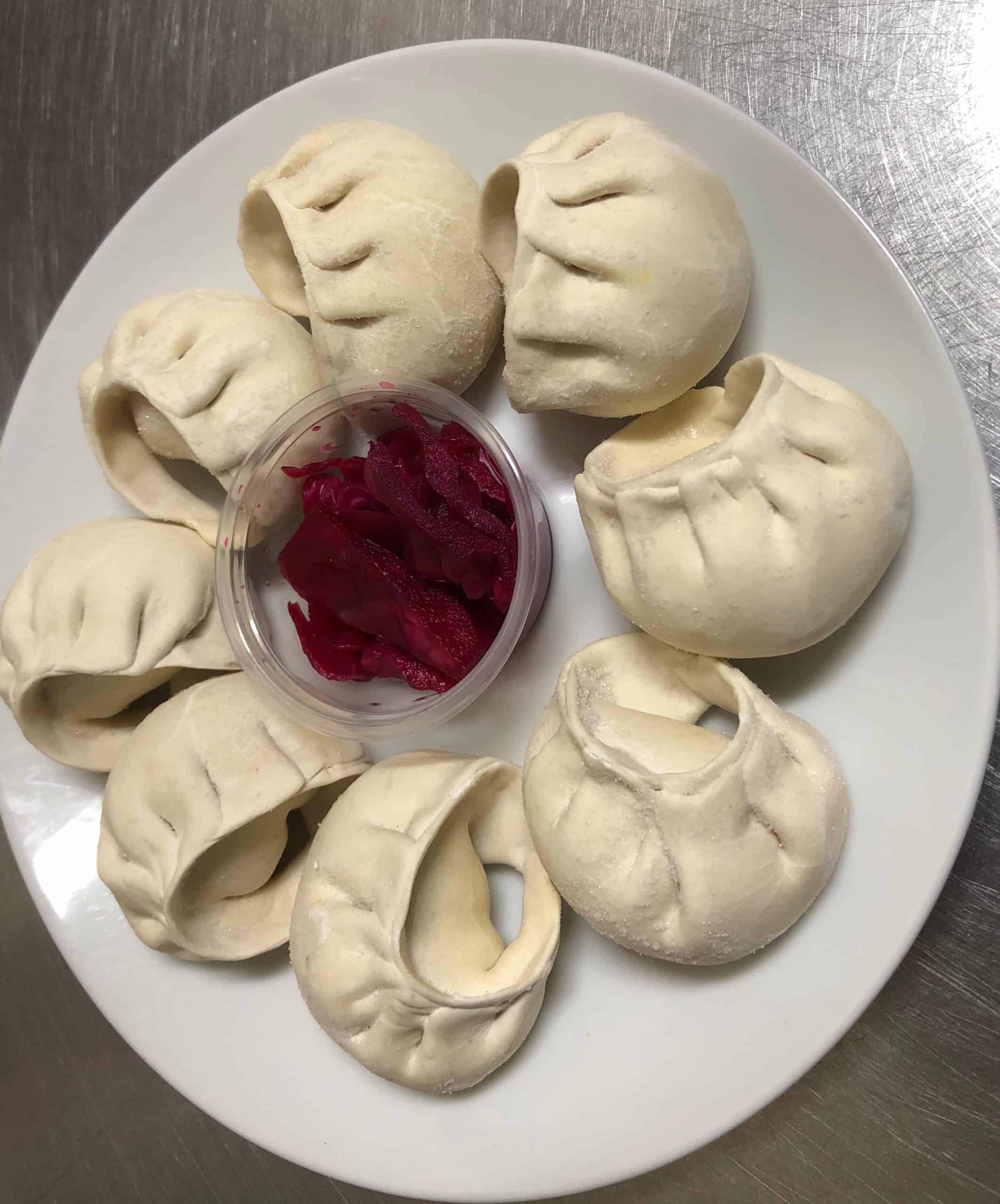 Ingredients: Ground chicken, onion and wrapped in organic flour. Chicken MoMo - 25 pcs