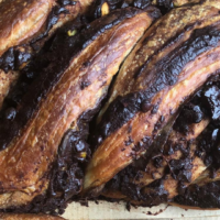 Chocolate babka a take on yoni's family's famous light rye bread. Sour, crusty and just the right amount of caraway.