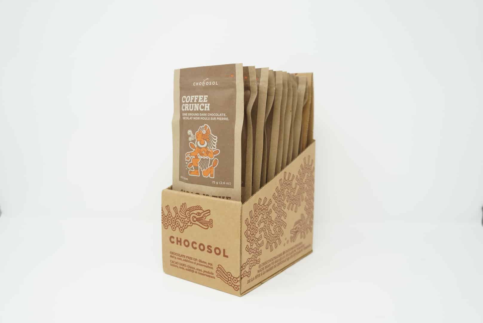 10 bars (previously 9) of 65% dark chocolate (75g/bar) Coffee Crunch - Case