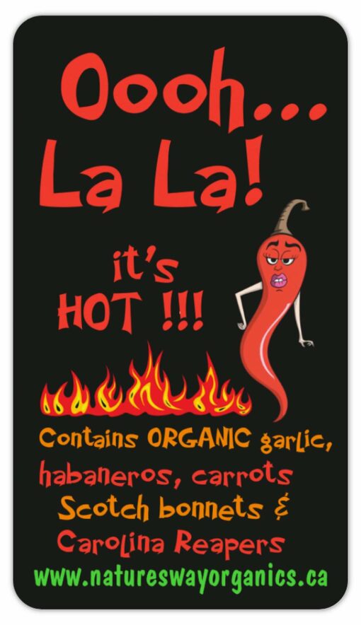 Hot sauce 250ml of organic heat! Habaneros, scotch bonnets, carrots, garlic & carolina reapers