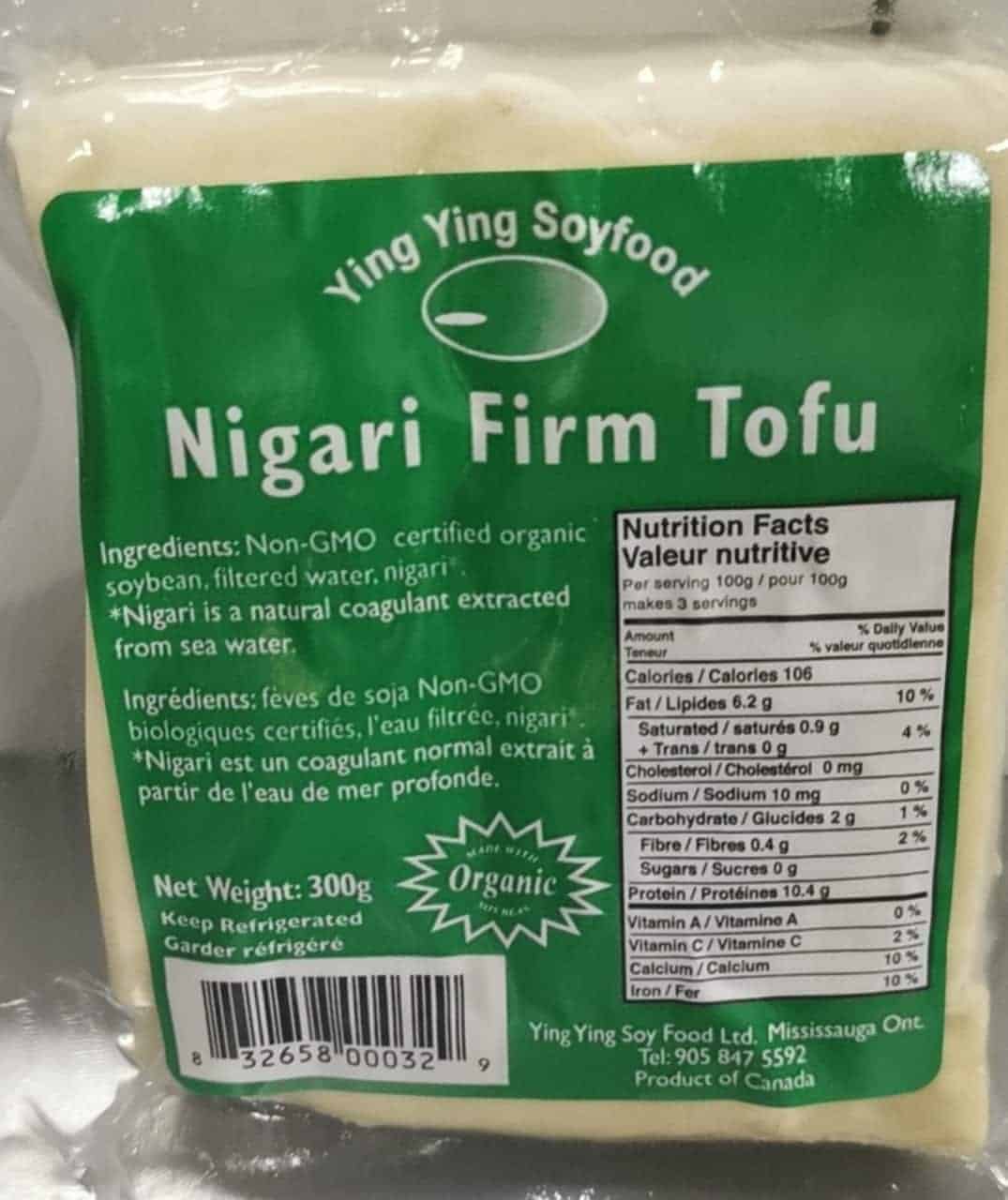 Size: 300g. Shelf life: 4 weeks. Nigari Firm Tofu