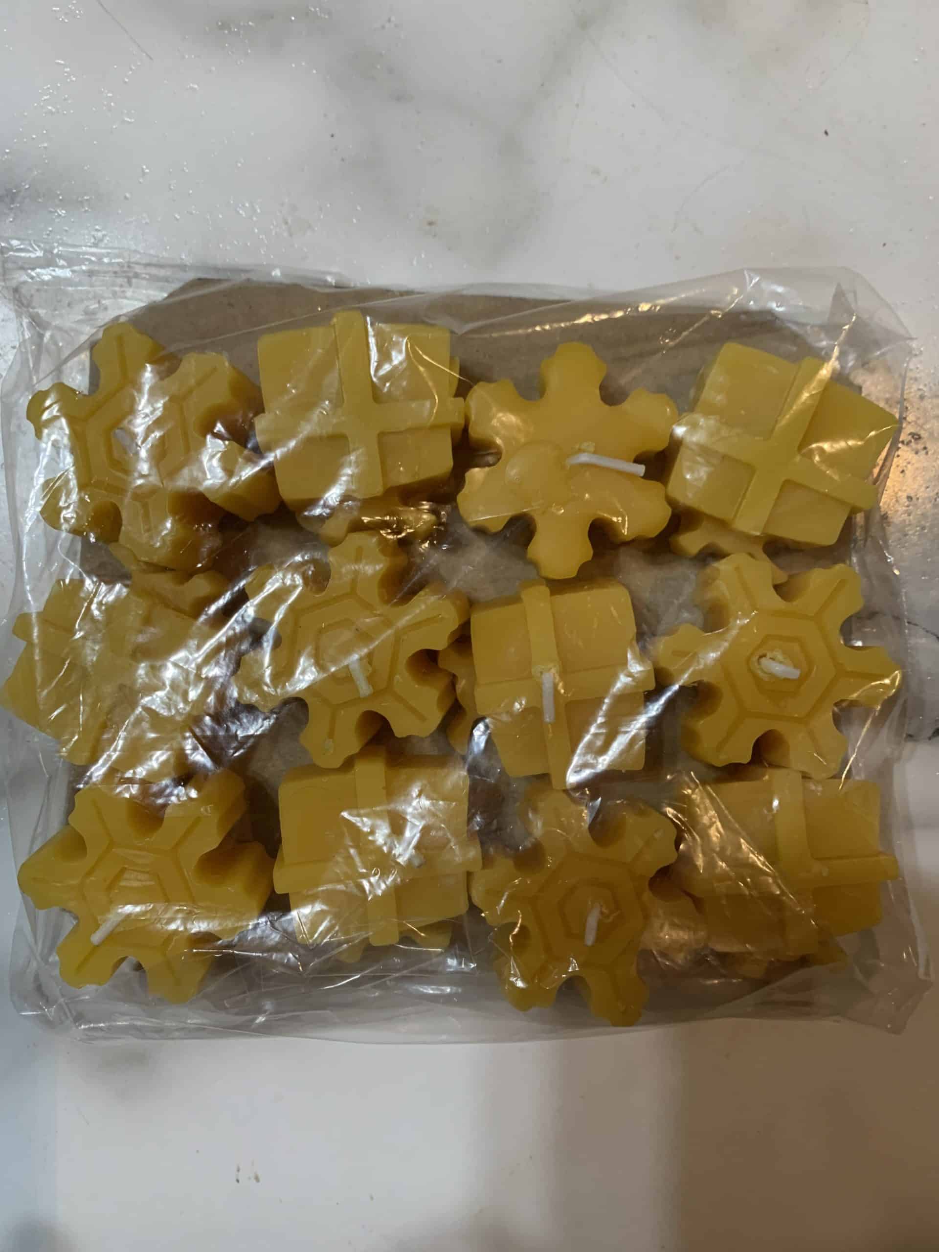 One pack of 12 beeswax Christmas Candles, assorted shapes! Pack of 12 Beeswax Christmas Candles