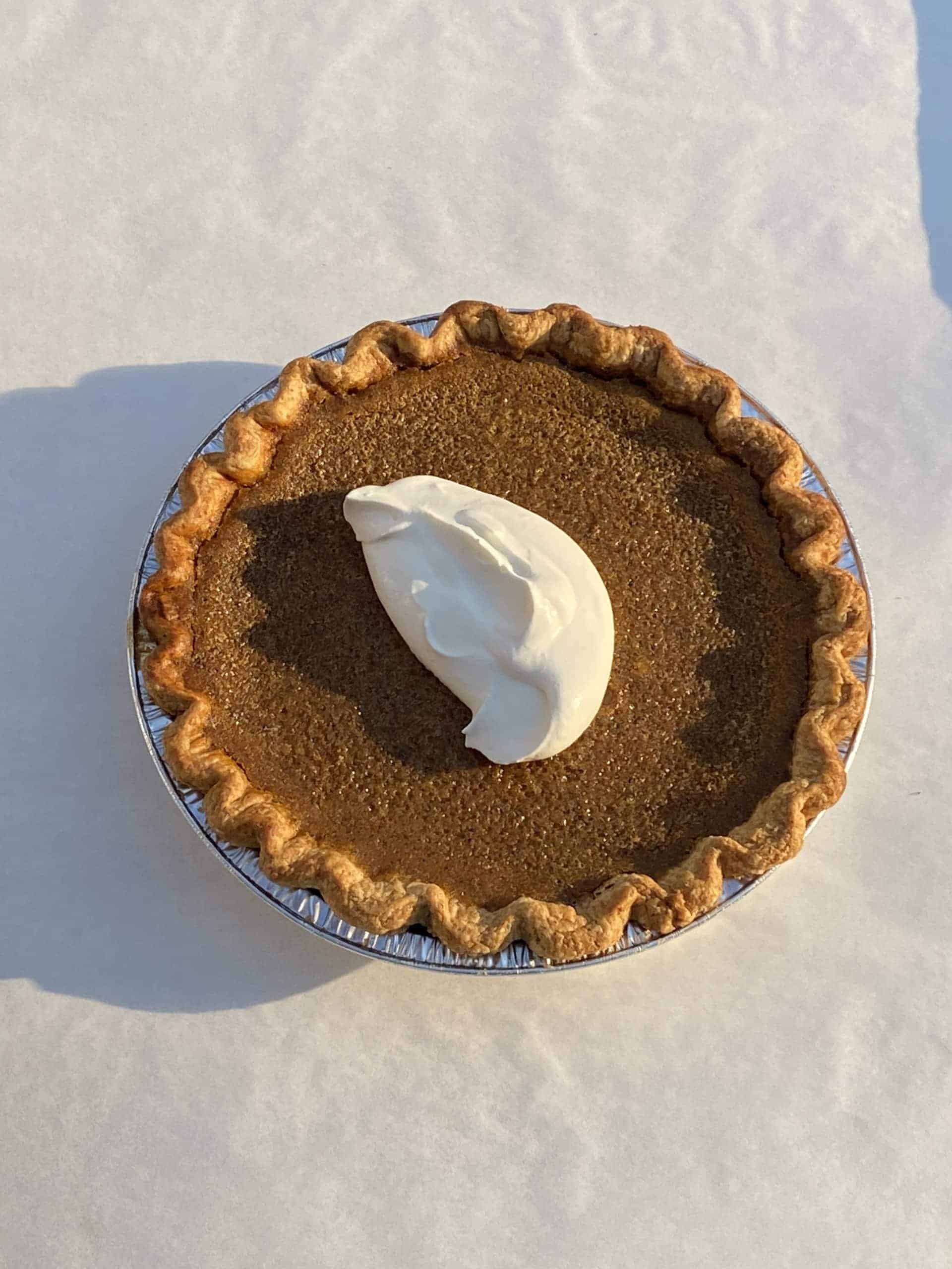 Spice Pumpkin with flakey butter crust, made with 45% whole emmer Pumpkin Pie