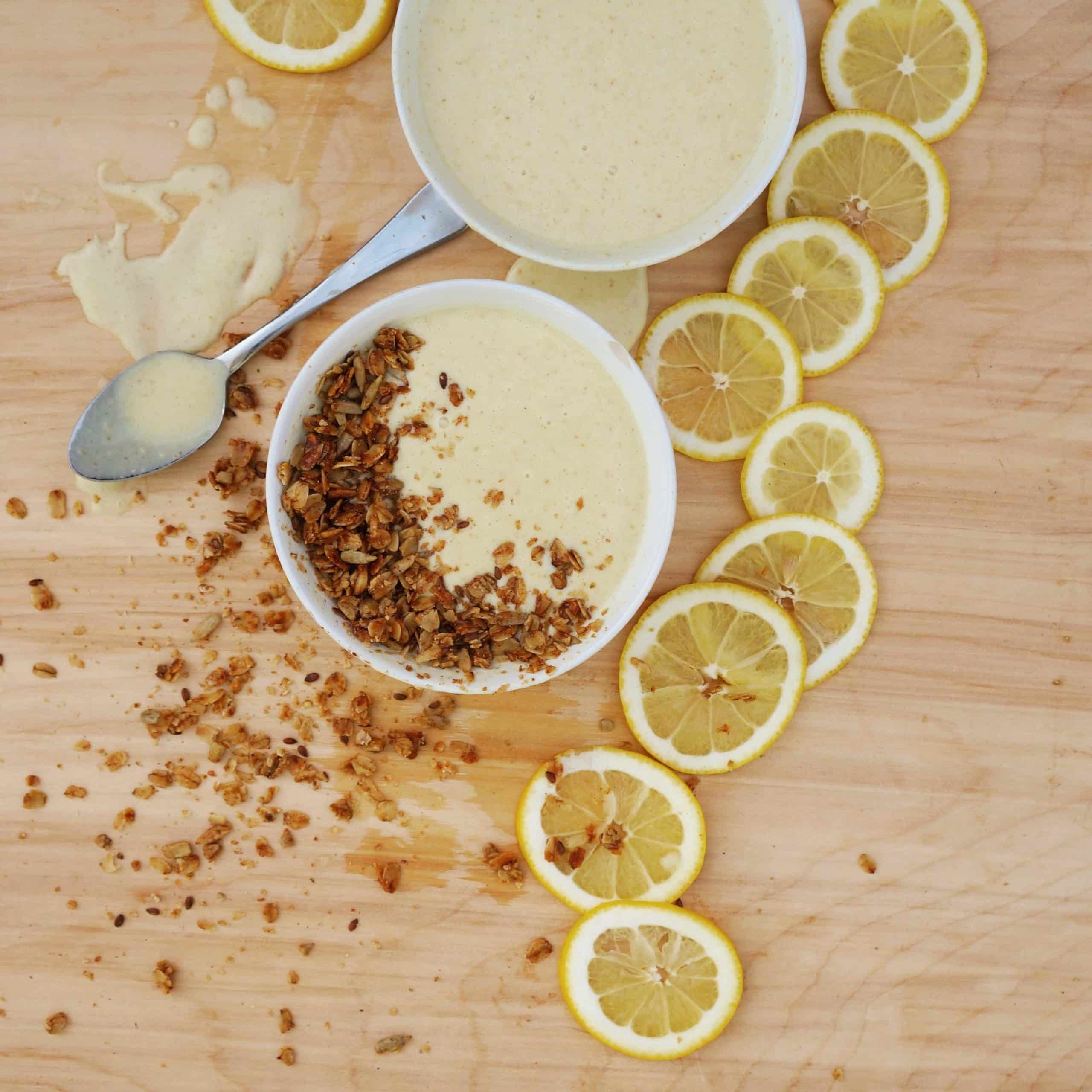 Our house made ‘quick’ yogurt is sure to become a popular staple in your fridge. Ingredients: Coconut milk (guar gum)*, Dates, Lemon juice*, Lemon zest*, Lemon extract*, Vanilla extract*, Psyllium (*organic) Package Size: 1 x 8oz Lemon Coconut Yogurt 8oz