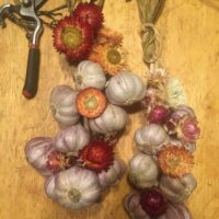 Garlic braid with flowers